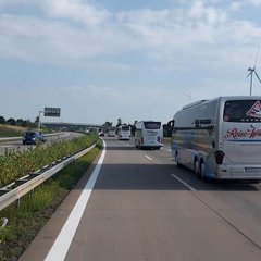 2. Busdemonstration in Berlin am 17.6. mit über 1000 Bussen aus ganz Deutschland Anfahrt nach Berlin im Konvoi auf der A13.
